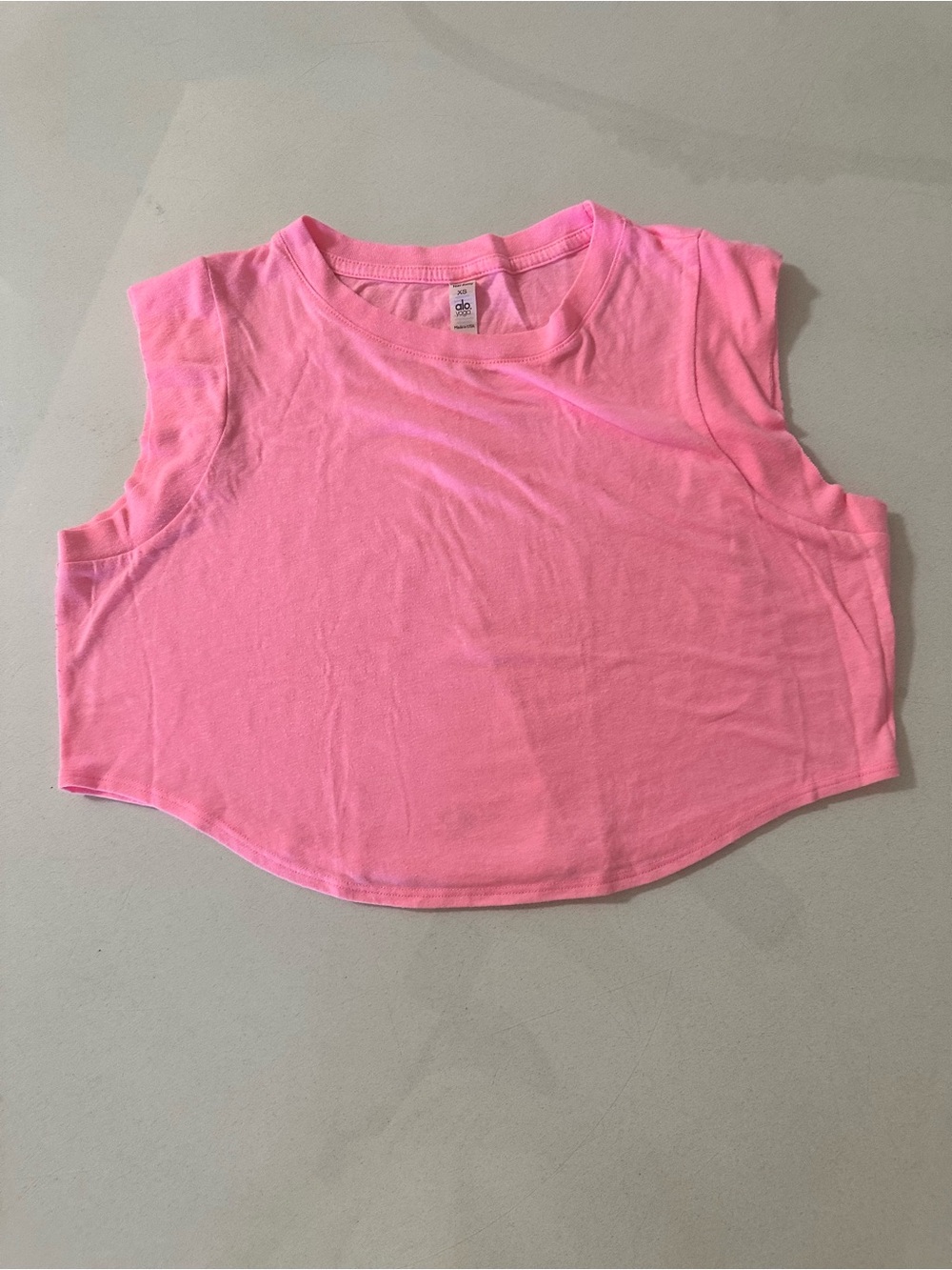 Alo Yoga Cropped Muscle Tank – Macaron Pink – XS